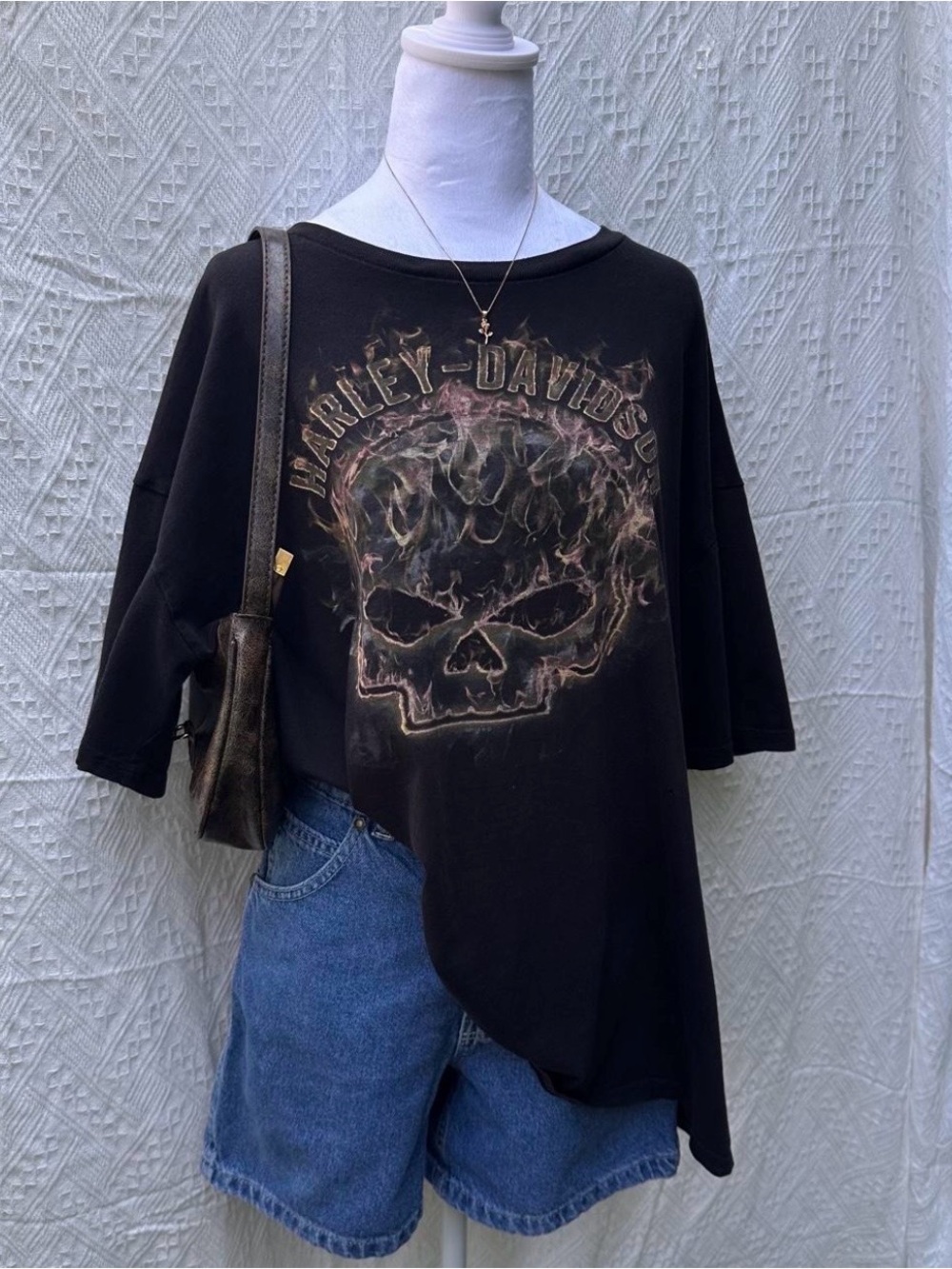 Harley-Davidson Black Tee with Flaming Skull Graphic